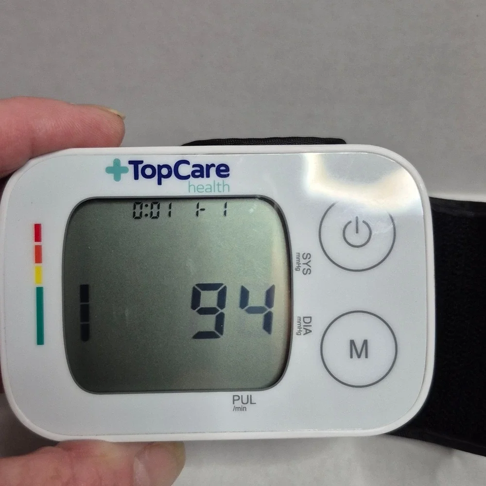 TopCare Health Wrist Blood Pressure Monitor Adult Digital Heart Rate White